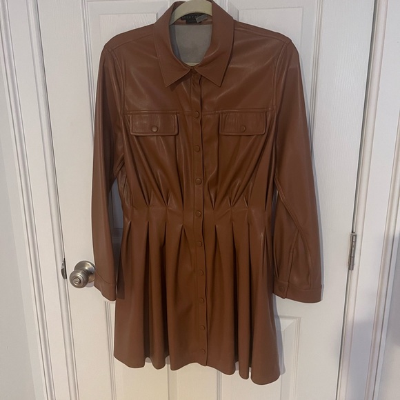 Alice + Olivia brown faux leather shirt dress - Picture 4 of 5